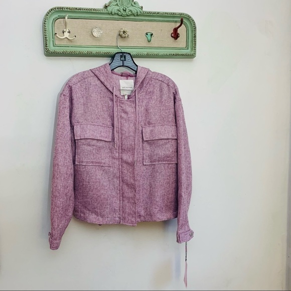 avec Les Filles hooded zip up shirt jacket new with tags lavender medium - Picture 2 of 7